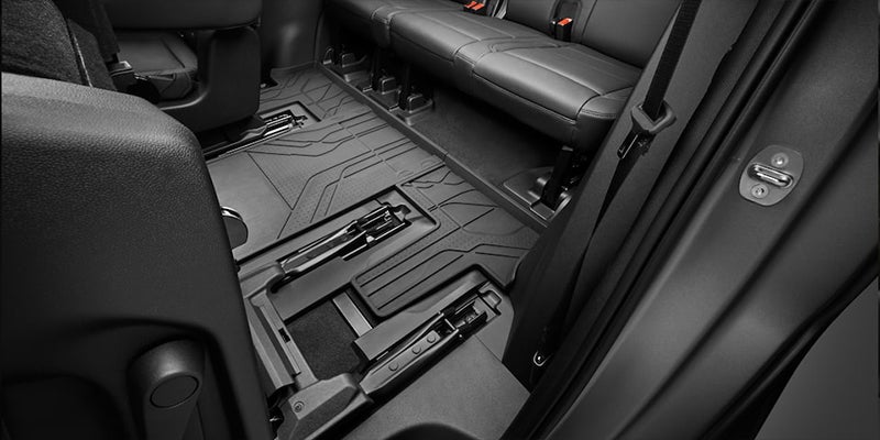 Interior view of back seats of a 2023 Chevy Tahoe