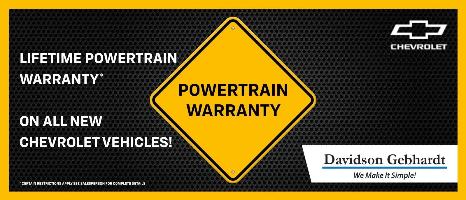 Lifetime powertrain warranty on all new chevrolet vehicles